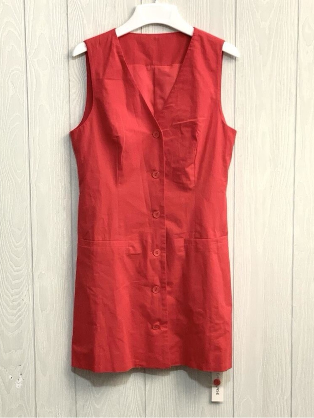 Red Sleeveless Button-Front Women's Dress